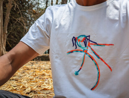 Calyz White T-shirt with Road Bike Sketch
